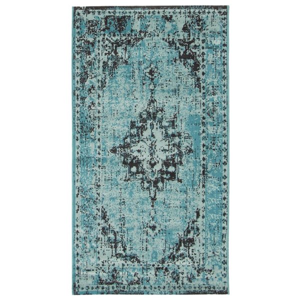 ECARPET Isabella Aqua 2-ft 8-in x 4-ft 11-in Rectangular Indoor Area rug