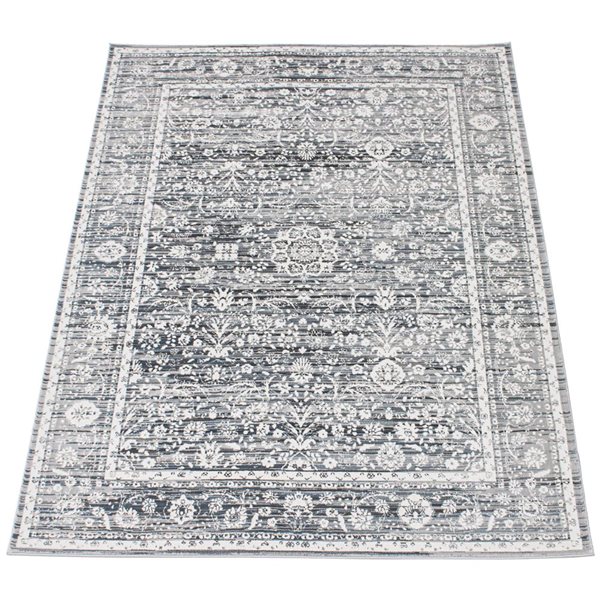 Tapis d'intérieur Layla 6pi 7po x 9pi 6po rectangulaire gris/crème par ECARPET