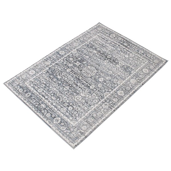 Tapis d'intérieur Layla 6pi 7po x 9pi 6po rectangulaire gris/crème par ECARPET