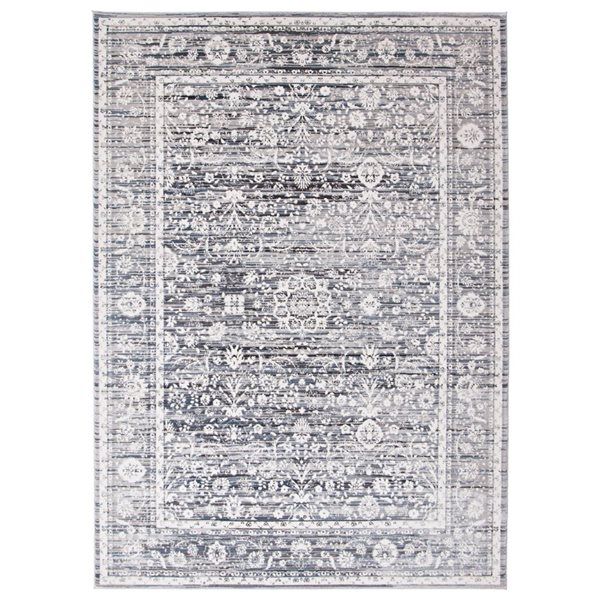 ECARPET Layla Grey/Cream 6-ft 7-in x 9-ft 6-in Rectangular Indoor Area rug