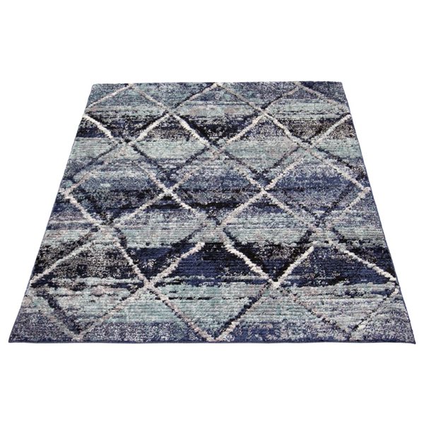 ECARPET Morocco Abstract Blue 6-ft 7-in x 9-ft 6-in Rectangular Indoor Area rug