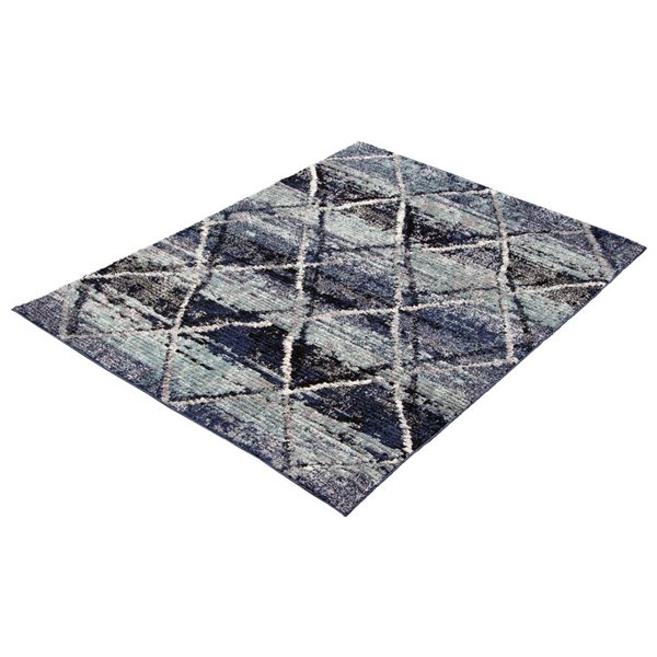 ECARPET Morocco Abstract Blue 6-ft 7-in x 9-ft 6-in Rectangular Indoor Area rug