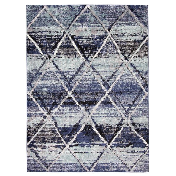 ECARPET Morocco Abstract Blue 6-ft 7-in x 9-ft 6-in Rectangular Indoor Area rug