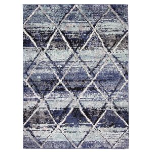 ECARPET Morocco Abstract Blue 6-ft 7-in x 9-ft 6-in Rectangular Indoor Area rug