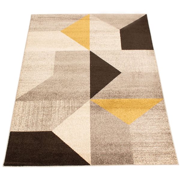 ECARPET Harlow Grey/Gold 6-ft 7-in x 9-ft 6-in Rectangular Indoor Area rug