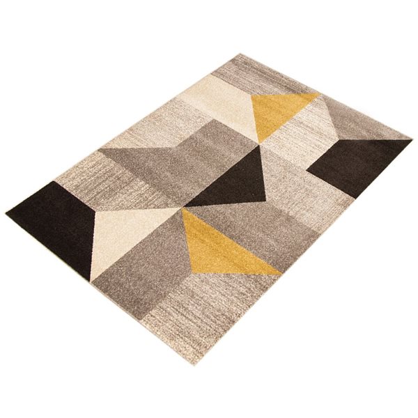 ECARPET Harlow Grey/Gold 6-ft 7-in x 9-ft 6-in Rectangular Indoor Area rug