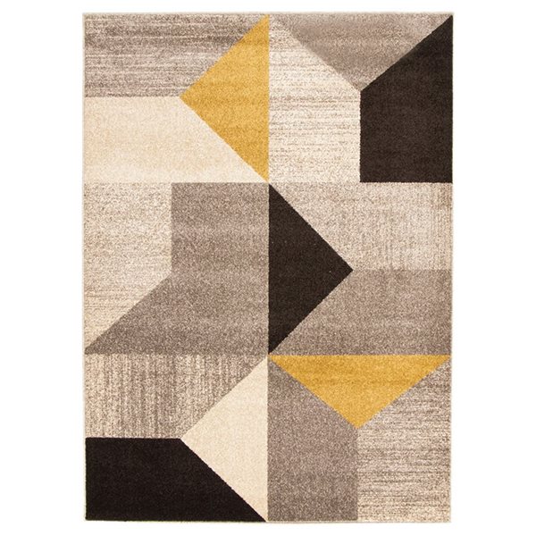 ECARPET Harlow Grey/Gold 6-ft 7-in x 9-ft 6-in Rectangular Indoor Area rug