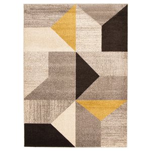 ECARPET Harlow Grey/Gold 6-ft 7-in x 9-ft 6-in Rectangular Indoor Area rug