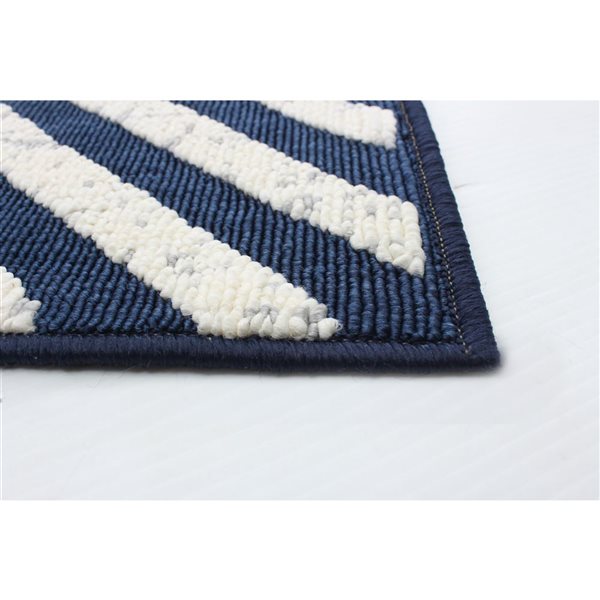 Tapis d'intérieur/extérieur Milan 6pi 7po x 9pi 6po rectangulaire ivoire/bleu par ECARPET