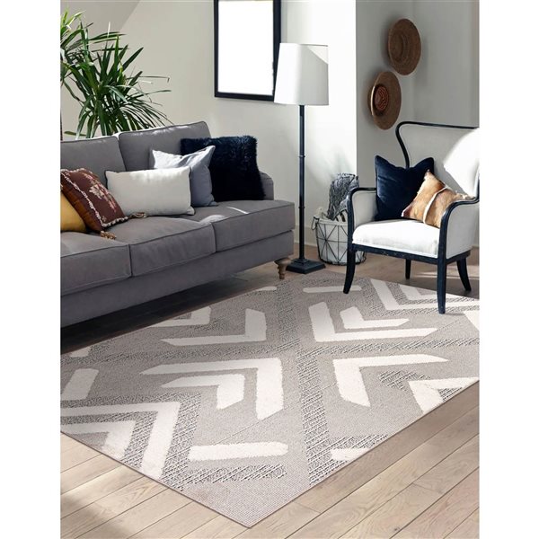 ECARPET Frisco Grey 6-ft 7-in x 9-ft 6-in Rectangular Indoor Area rug