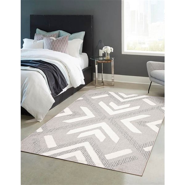 ECARPET Frisco Grey 6-ft 7-in x 9-ft 6-in Rectangular Indoor Area rug