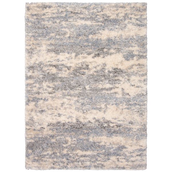 Tapis à poil long d'intérieur Larissa 3pi 11po x 5pi 7po rectangulaire crème/bleu pâle par ECARPET