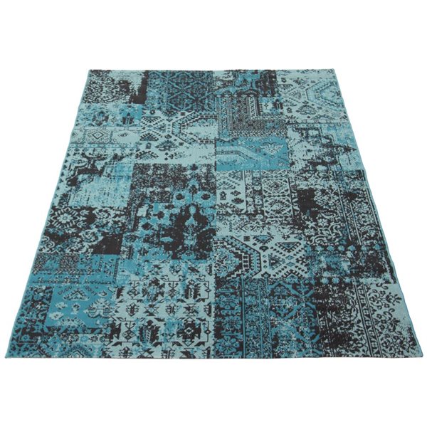 ECARPET Emira Blue 4-ft 7-in x 6-ft 7-in Rectangular Indoor Area rug