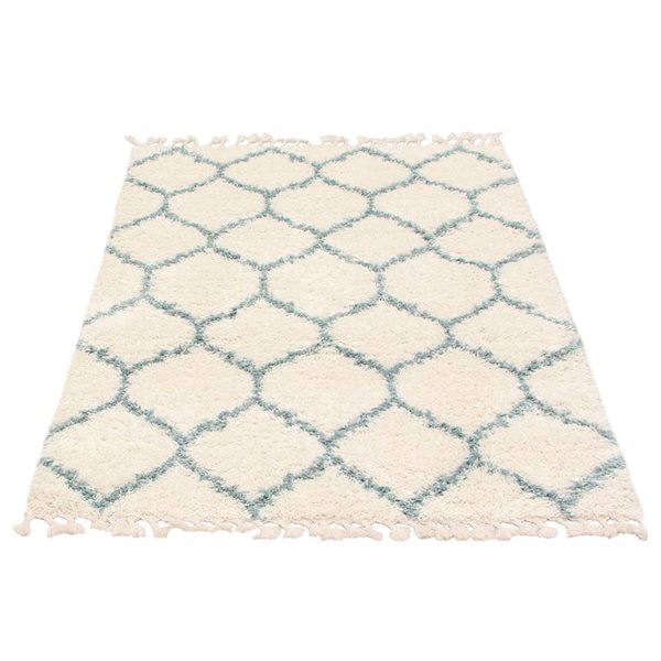 ECARPET Grammercy Trellis Cream 3-ft 11-in x 5-ft 11-in Rectangular Indoor Shag Carpet