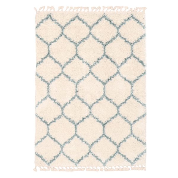 ECARPET Grammercy Trellis Cream 3-ft 11-in x 5-ft 11-in Rectangular Indoor Shag Carpet