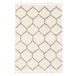 ECARPET Grammercy Trellis Cream 3-ft 11-in x 5-ft 11-in Rectangular Indoor Shag Carpet