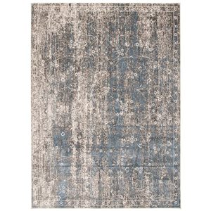 ECARPET Isla Grey/Blue 6-ft 7-in x 9-ft 6-in Rectangular Indoor Area rug