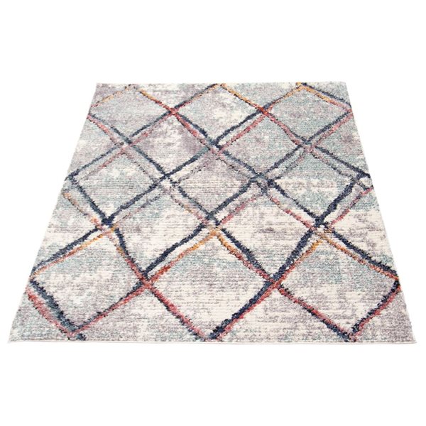 Tapis d'intérieur Morocco Abstract 6pi 7po x 9pi 6po rectangulaire ivoire/gris par ECARPET