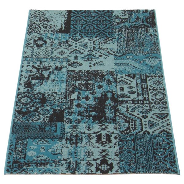 Tapis d'intérieur Emira 2pi 8po x 4pi 11po rectangulaire bleu par ECARPET