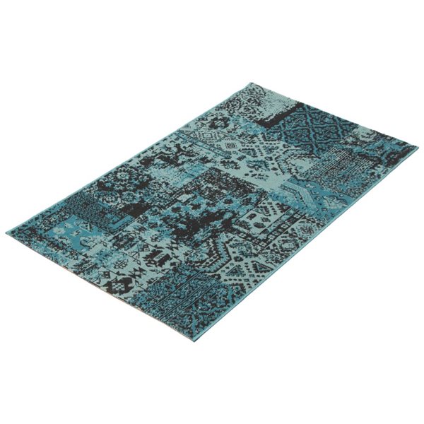 Tapis d'intérieur Emira 2pi 8po x 4pi 11po rectangulaire bleu par ECARPET