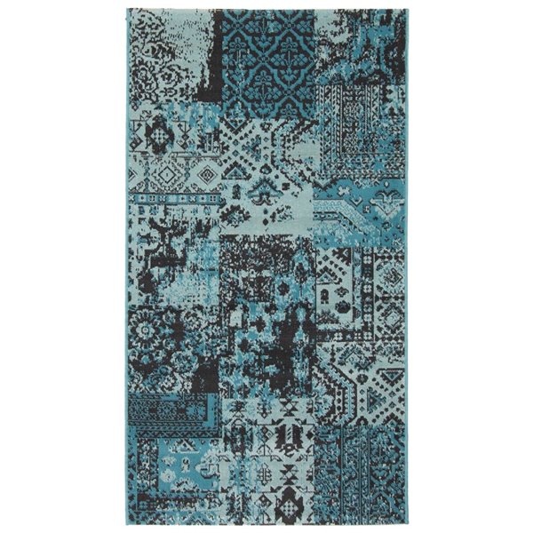 Tapis d'intérieur Emira 2pi 8po x 4pi 11po rectangulaire bleu par ECARPET