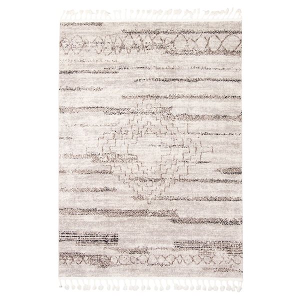 Tapis d'intérieur Kybella Aztec 7pi 10po x 10pi 5po rectangulaire ivoire/gris par ECARPET