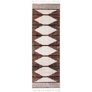 ECARPET Kybella Losange Taupe 2-ft 7-in x 8-ft 4-in Rectangular Indoor Runner