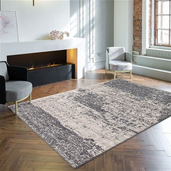 ECARPET Khloe Ivory 5ft 3in x 7ft 3in Rectangular Indoor Area rug
