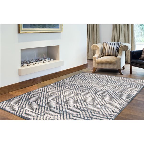 ECARPET Ember Petrol/Silver 3-ft 11-in x 5-ft 7-in Rectangular Indoor Area rug