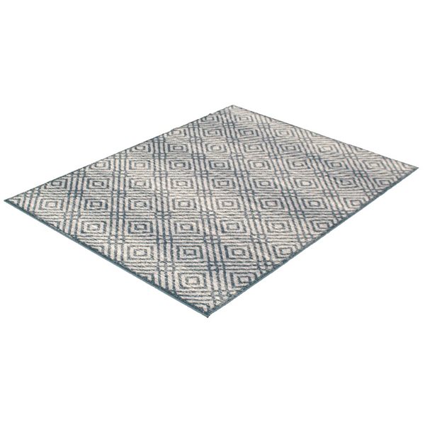 ECARPET Ember Petrol/Silver 3-ft 11-in x 5-ft 7-in Rectangular Indoor Area rug