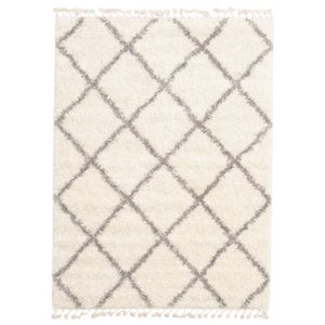 ECARPET Grammercy Diamond Cream 3-ft 11-in x 5-ft 11-in Rectangular Indoor Shag Carpet