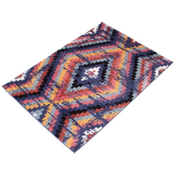 Tapis d'intérieur Morocco Casa 8pi x 10pi rectangulaire bleu marine par ECARPET