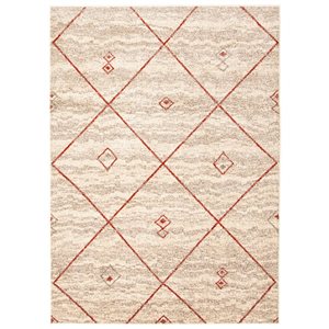 ECARPET Devos Ivory/Red 3-ft 11-in x 5-ft 7-in Rectangular Indoor Area rug