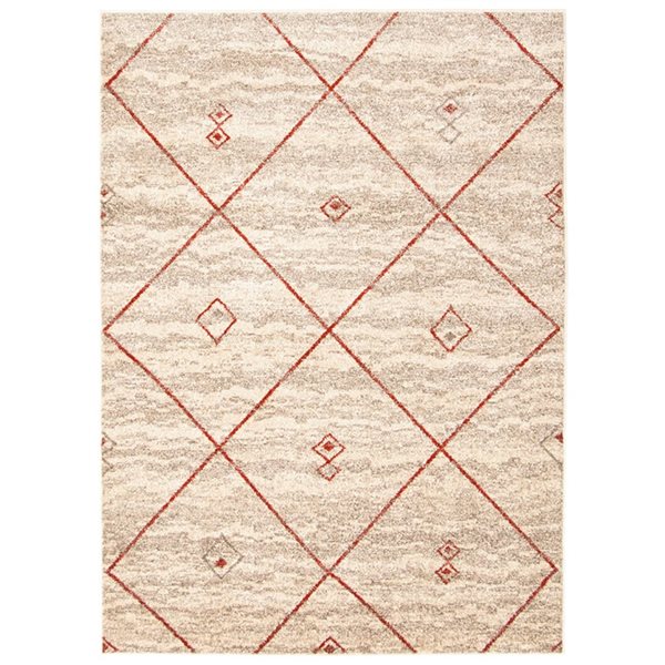 Tapis d'intérieur Devos 3pi 11po x 5pi 7po rectangulaire ivoire/rouge par ECARPET