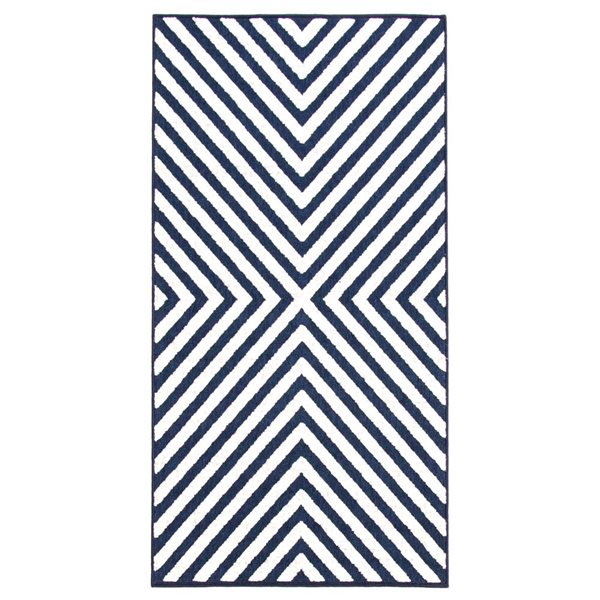 ECARPET Milan Ivory/Blue 2-ft 8-in x 4-ft 11-in Rectangular Indoor/Outdoor Area rug