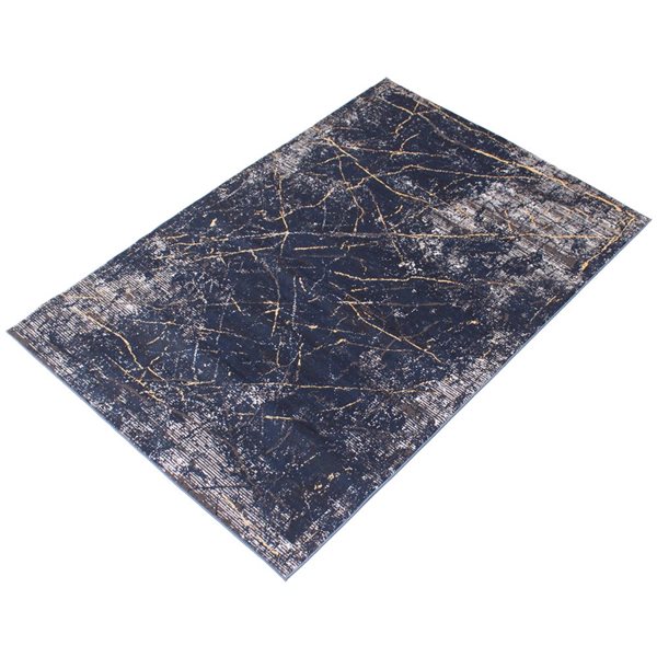 ECARPET Midnight Marble Dark Blue 8-ft x 10-ft Rectangular Indoor Area rug