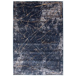 ECARPET Midnight Marble Dark Blue 8-ft x 10-ft Rectangular Indoor Area rug