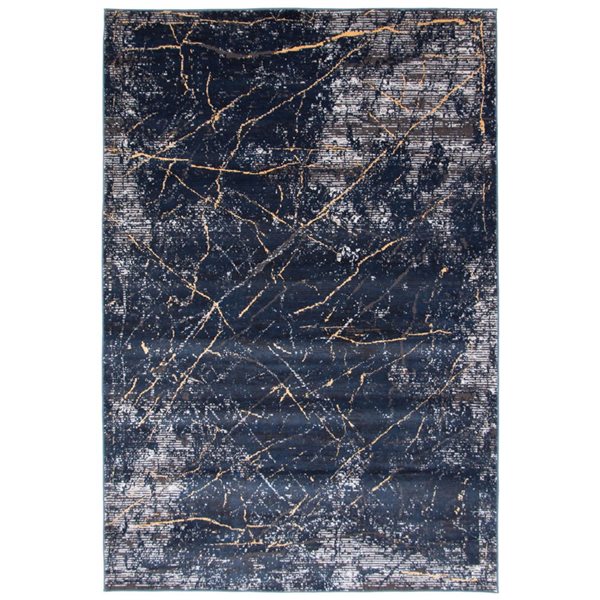 Tapis d'intérieur Midnight Marble 8pi x 10pi rectangulaire bleu foncé par ECARPET