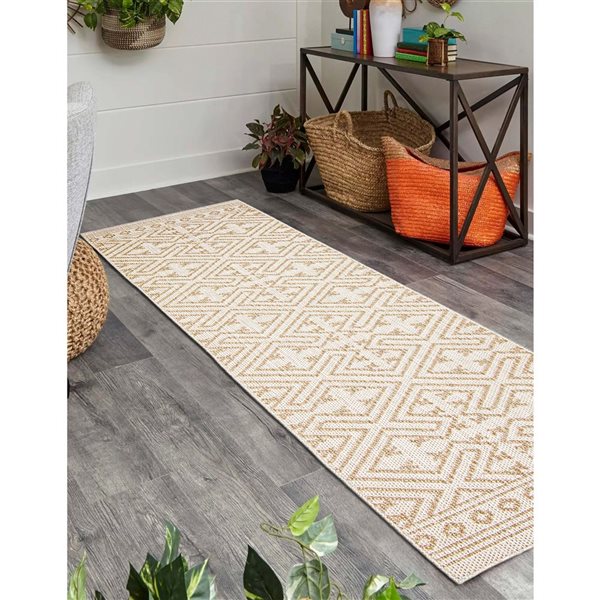 ECARPET Hampshire Taupe 2-ft 6-in x 8-ft Rectangular Indoor Runner