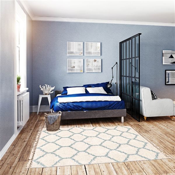 Tapis à poil long d'intérieur Grammercy Trellis 6pi 7po x 9pi 6po rectangulaire crème par ECARPET