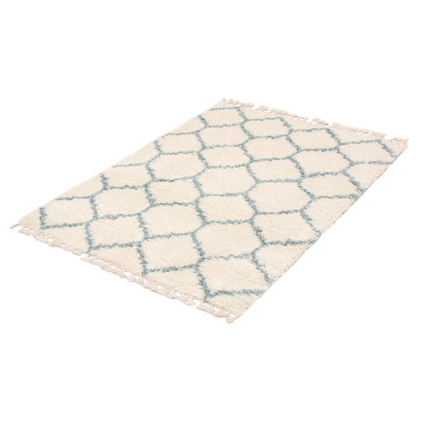 Tapis à poil long d'intérieur Grammercy Trellis 6pi 7po x 9pi 6po rectangulaire crème par ECARPET