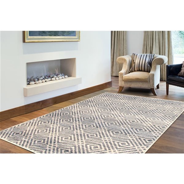 ECARPET Ember Silver/Petrol 7-ft 10-in x 10-ft 2-in Rectangular Indoor Area rug