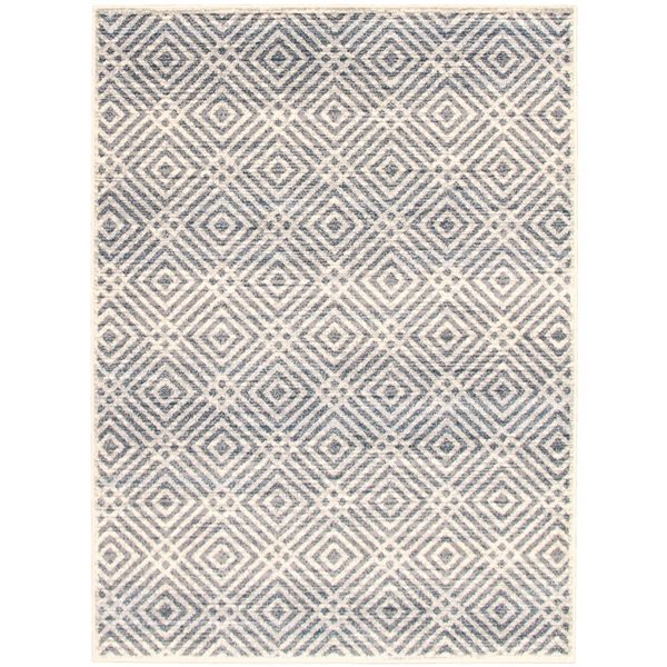 ECARPET Ember Silver/Petrol 7-ft 10-in x 10-ft 2-in Rectangular Indoor Area rug