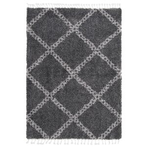 ECARPET Grammercy Stark Dark Grey 6-ft 7-in x 9-ft 6-in Rectangular Indoor Shag Carpet