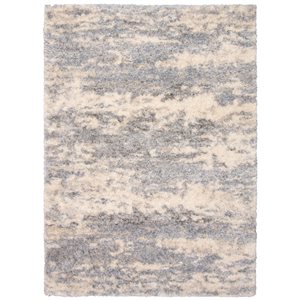 ECARPET Larissa Cream/Light Blue 5-ft 3-in x 7-ft 3-in Rectangular Indoor Shag Carpet