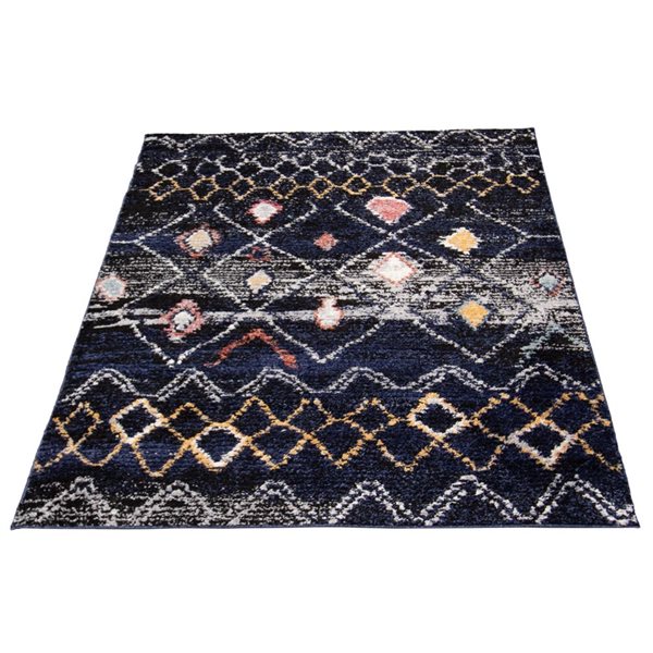 Tapis d'intérieur Morocco Classic 8pi x 10pi rectangulaire bleu marine par ECARPET