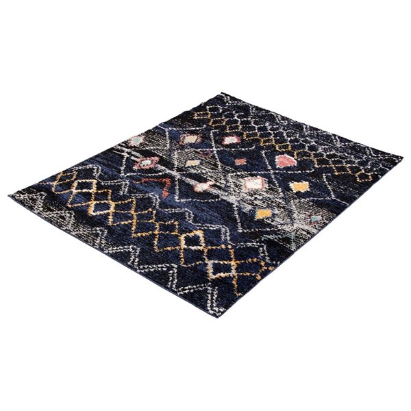 Tapis d'intérieur Morocco Classic 8pi x 10pi rectangulaire bleu marine par ECARPET