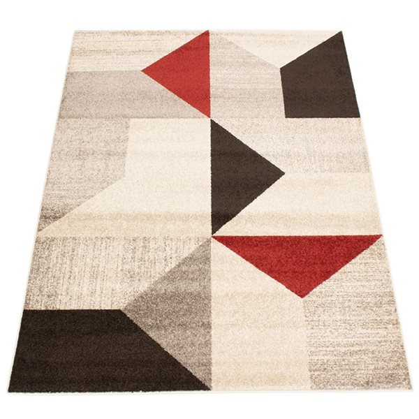 ECARPET Harlow Grey/Red 5-ft 3-in x 7-ft 3-in Rectangular Indoor Area rug