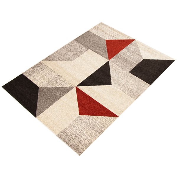 ECARPET Harlow Grey/Red 5-ft 3-in x 7-ft 3-in Rectangular Indoor Area rug