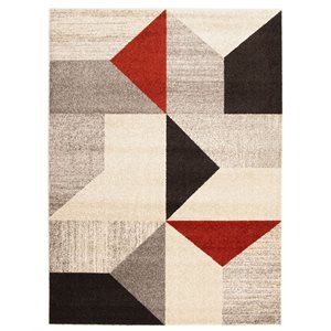 ECARPET Harlow Grey/Red 5-ft 3-in x 7-ft 3-in Rectangular Indoor Area rug